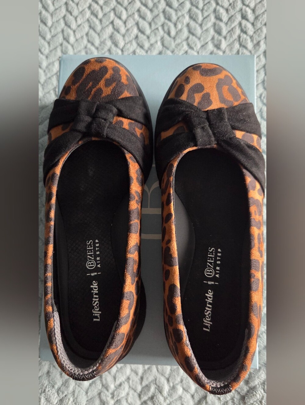 Life Stride Women’s Leopard Print Black Bow Flats